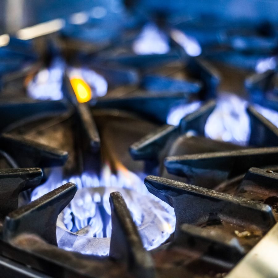 Natural Gas Stove in a Restaurant Kitchen
